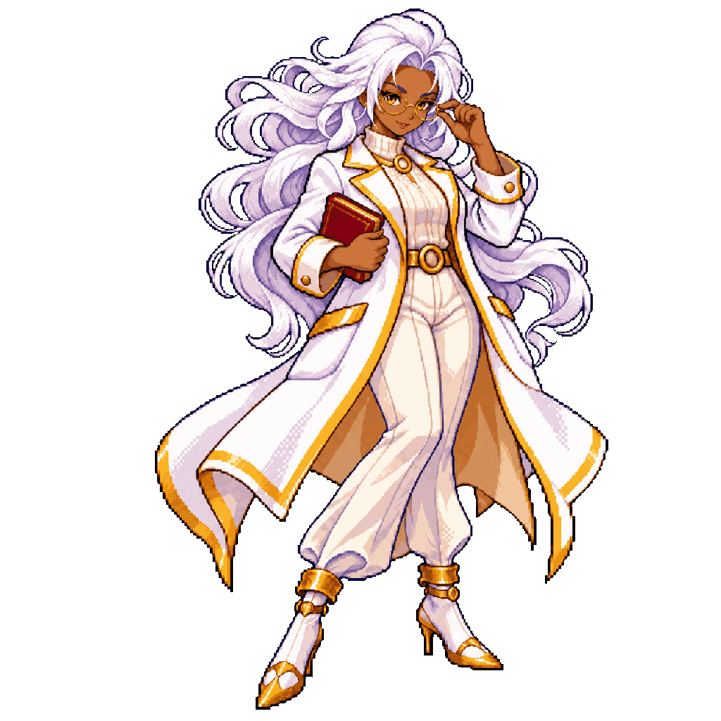 Professor Jin in a white lab coat and round glasses